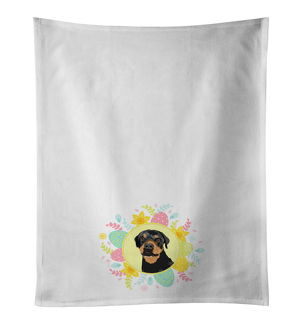 Rottweiler Black and Rust Easter Kitchen Towel Set of 2 White Dish Towels Decorative Bathroom Hand towel for Hand, Face, Hair, Yoga, Tea, Dishcloth, 19 X 28", White
