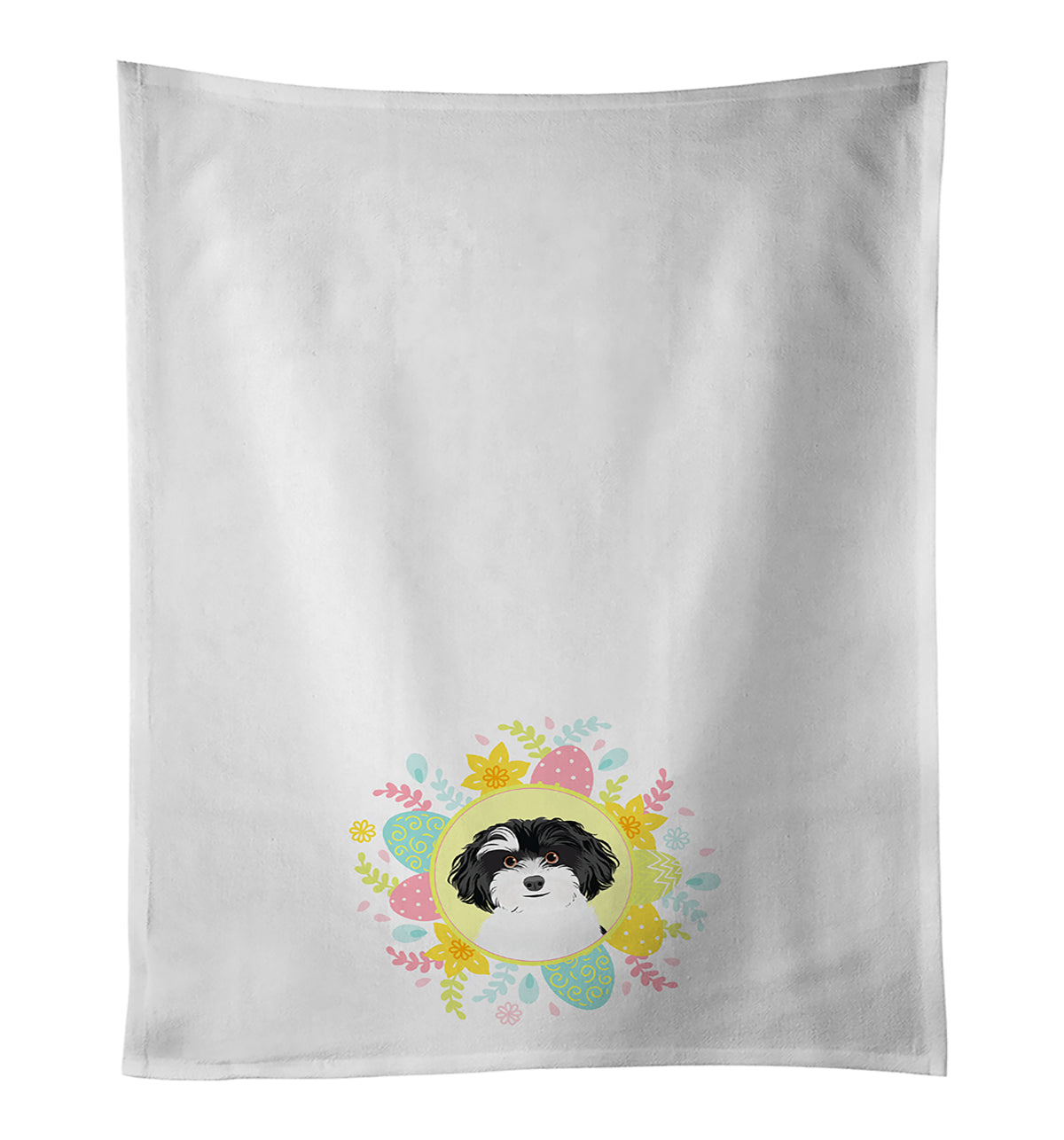 Shih-Tzu Black and White #1 Easter Kitchen Towel Set of 2 White Dish Towels Decorative Bathroom Hand towel for Hand, Face, Hair, Yoga, Tea, Dishcloth, 19 X 28", White