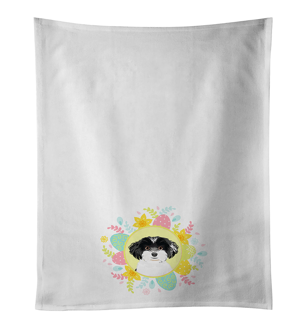 Shih-Tzu Black and White #4 Easter Kitchen Towel Set of 2 White Dish Towels Decorative Bathroom Hand towel for Hand, Face, Hair, Yoga, Tea, Dishcloth, 19 X 28", White