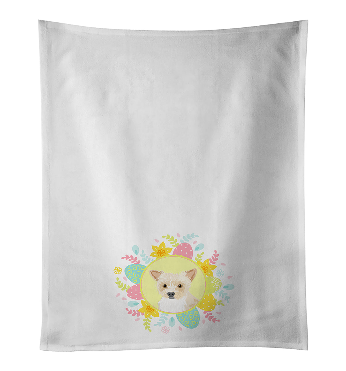 Yorkie Parti Easter Kitchen Towel Set of 2 White Dish Towels Decorative Bathroom Hand towel for Hand, Face, Hair, Yoga, Tea, Dishcloth, 19 X 28", White