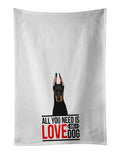 Doberman Pinscher Black and Rust Ears Cropped Kitchen Towel Set of 2 White Dish Towels Decorative Bathroom Hand towel for Hand, Face, Hair, Yoga, Tea, Dishcloth, 19 X 28", White