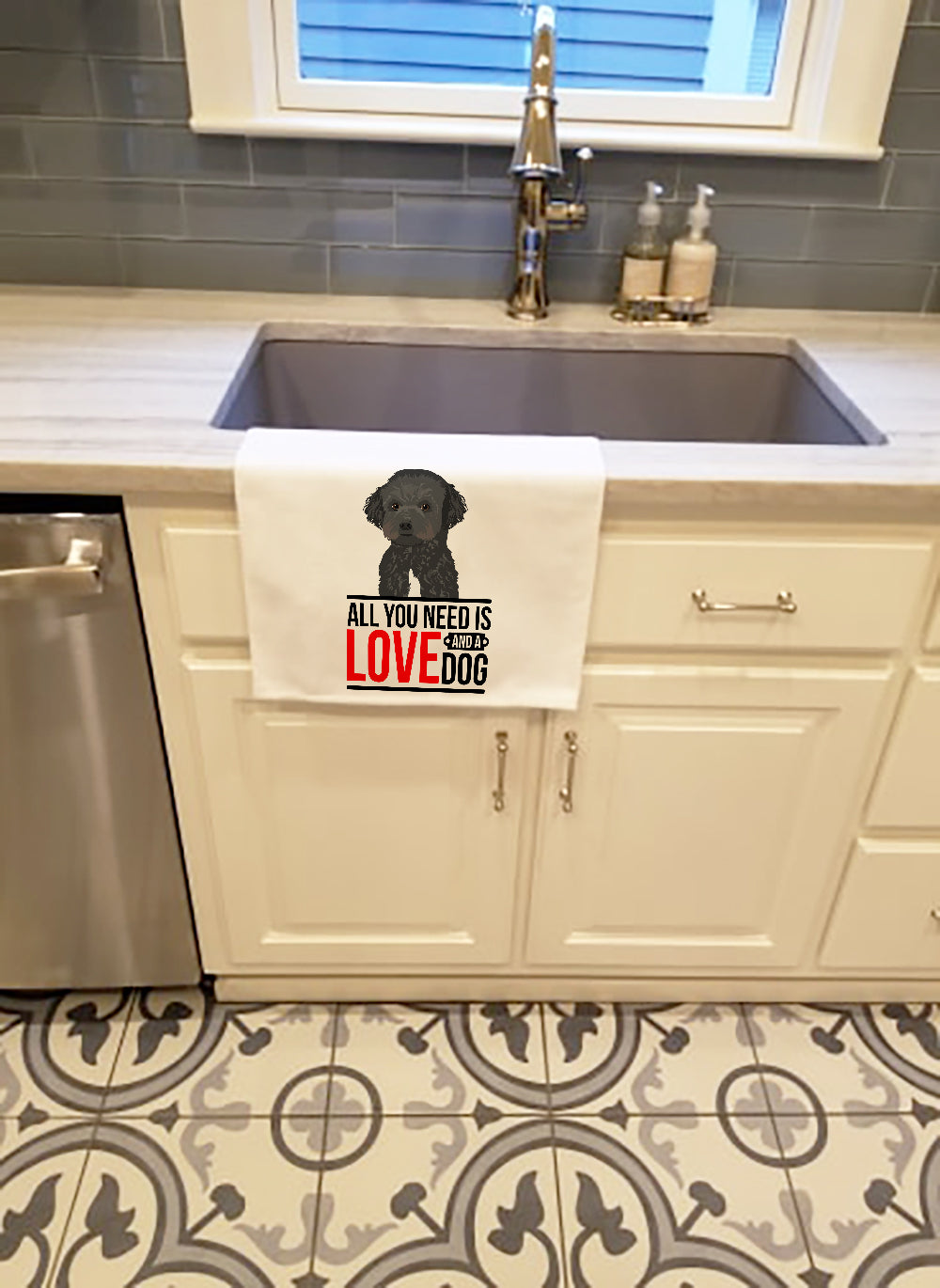Doodle Black and White #1  Kitchen Towel Set of 2 White Dish Towels Decorative Bathroom Hand towel for Hand, Face, Hair, Yoga, Tea, Dishcloth, 19 X 28", White