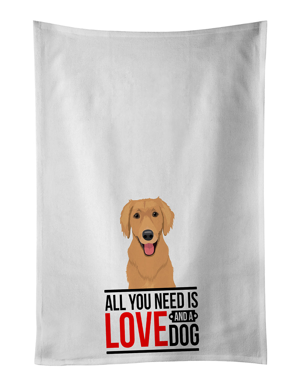Golden Retriever Gold #2  Kitchen Towel Set of 2 White Dish Towels Decorative Bathroom Hand towel for Hand, Face, Hair, Yoga, Tea, Dishcloth, 19 X 28", White