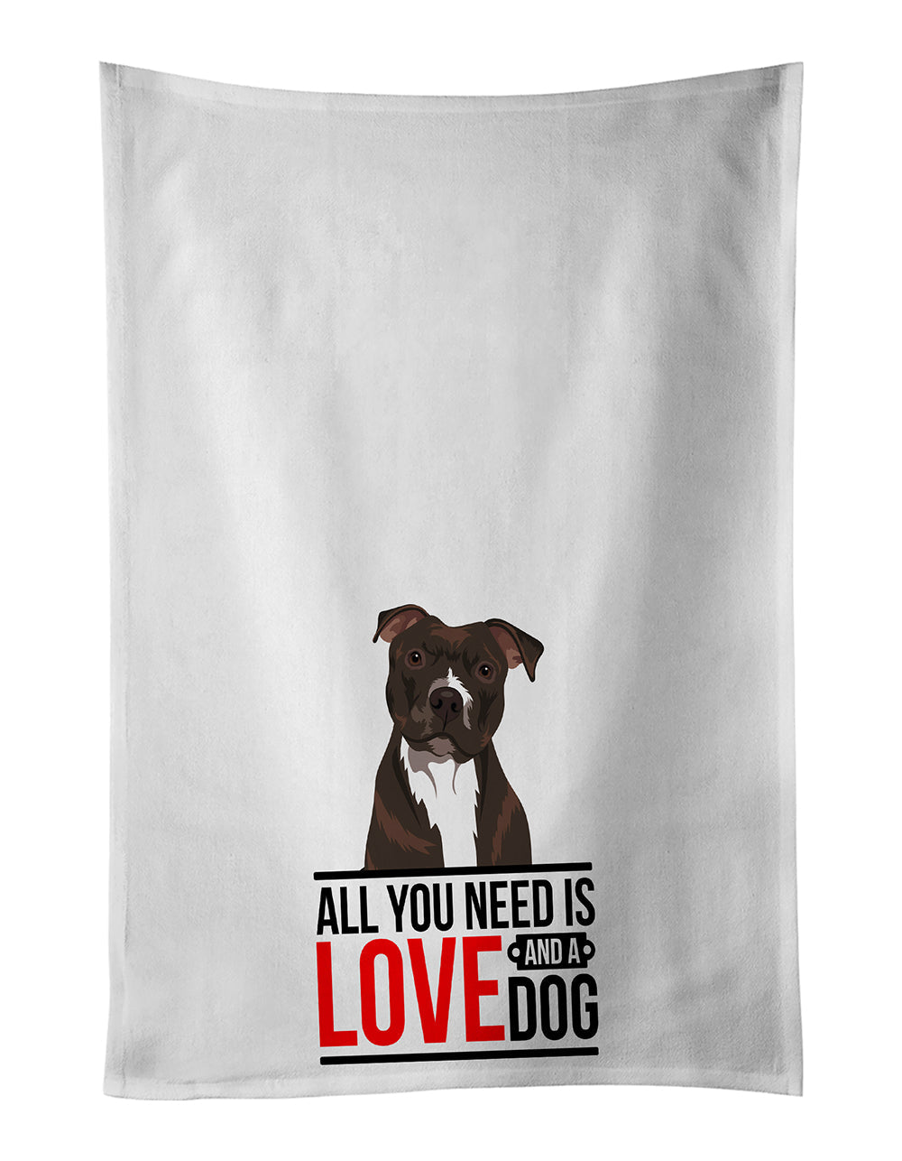 Pit Bull Brindle #2  Kitchen Towel Set of 2 White Dish Towels Decorative Bathroom Hand towel for Hand, Face, Hair, Yoga, Tea, Dishcloth, 19 X 28", White