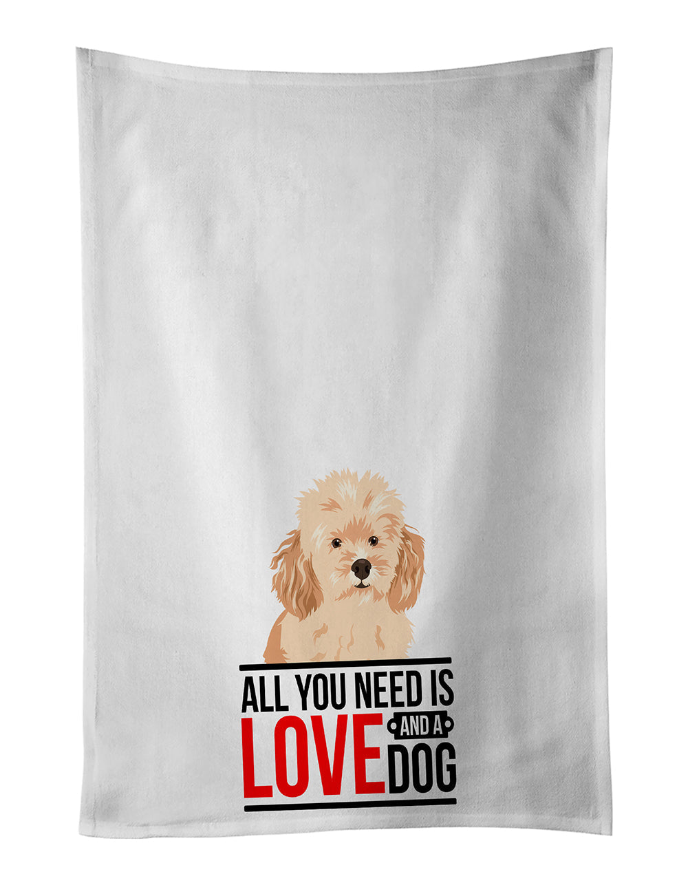 Poodle Toy Apricot #2  Kitchen Towel Set of 2 White Dish Towels Decorative Bathroom Hand towel for Hand, Face, Hair, Yoga, Tea, Dishcloth, 19 X 28", White