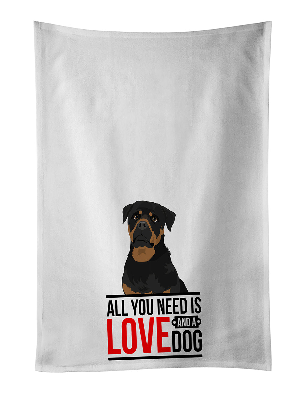 Rottweiler Black and Mahogany  Kitchen Towel Set of 2 White Dish Towels Decorative Bathroom Hand towel for Hand, Face, Hair, Yoga, Tea, Dishcloth, 19 X 28", White