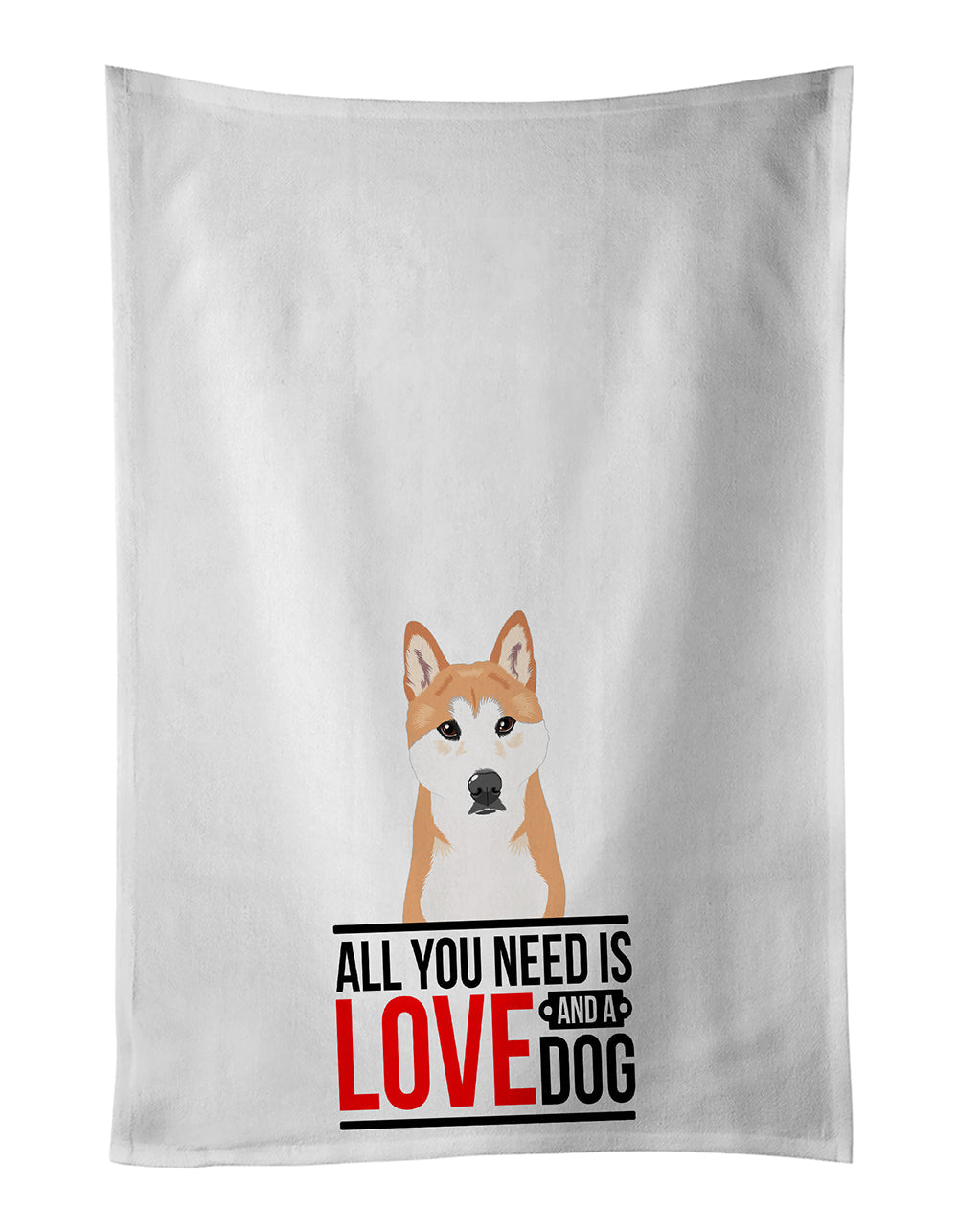 Shiba Inu Red #1  Kitchen Towel Set of 2 White Dish Towels Decorative Bathroom Hand towel for Hand, Face, Hair, Yoga, Tea, Dishcloth, 19 X 28", White