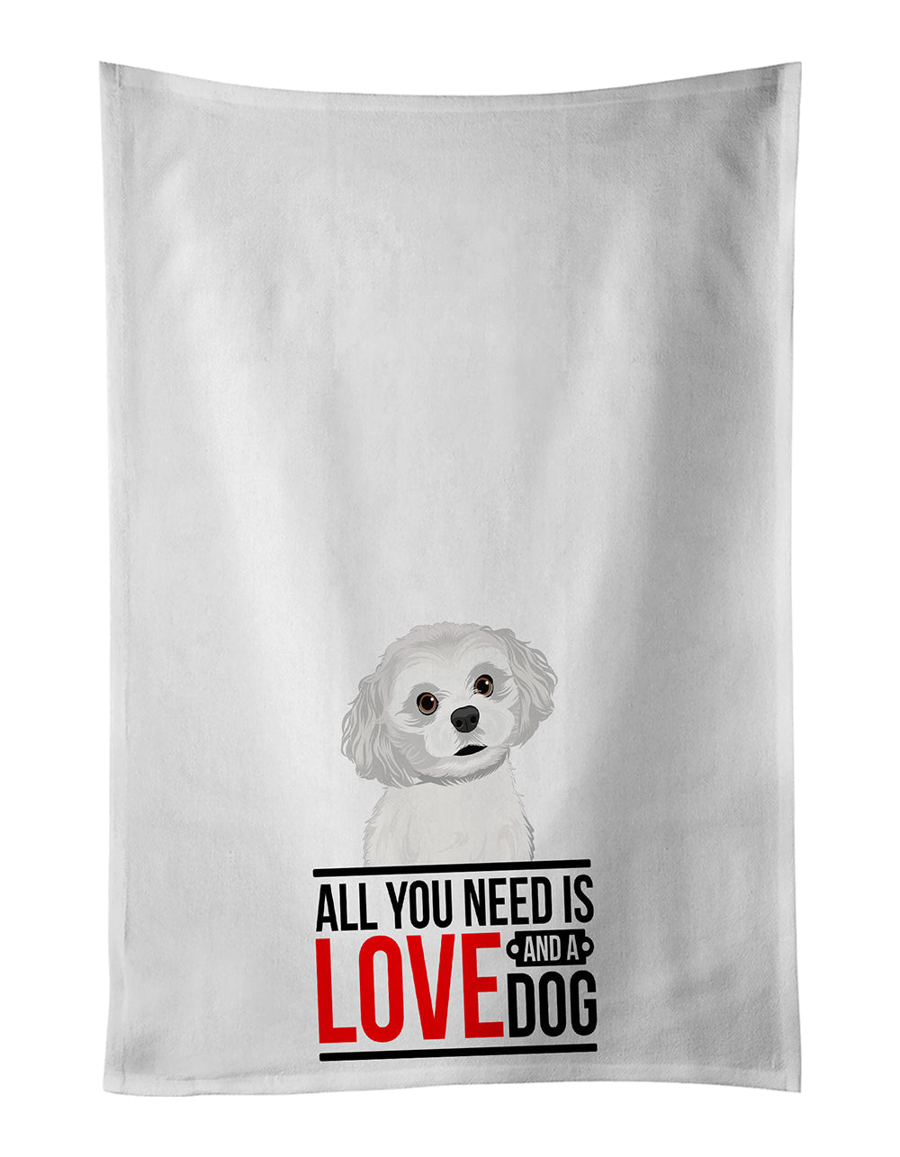 Shih-Tzu Silver and White #1  Kitchen Towel Set of 2 White Dish Towels Decorative Bathroom Hand towel for Hand, Face, Hair, Yoga, Tea, Dishcloth, 19 X 28", White