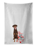 Doberman Pinscher Red and Rust Natural Ears #1 so Loved Kitchen Towel Set of 2 White Dish Towels Decorative Bathroom Hand towel for Hand, Face, Hair, Yoga, Tea, Dishcloth, 19 X 28", White