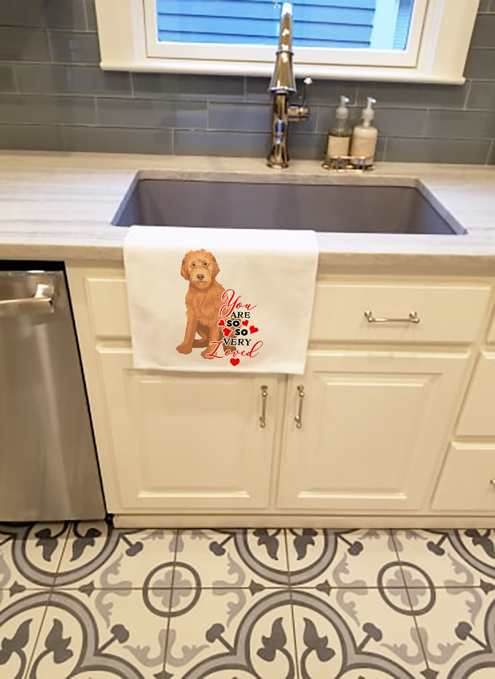 Doodle Liver #2 so Loved Kitchen Towel Set of 2 White Dish Towels Decorative Bathroom Hand towel for Hand, Face, Hair, Yoga, Tea, Dishcloth, 19 X 28", White