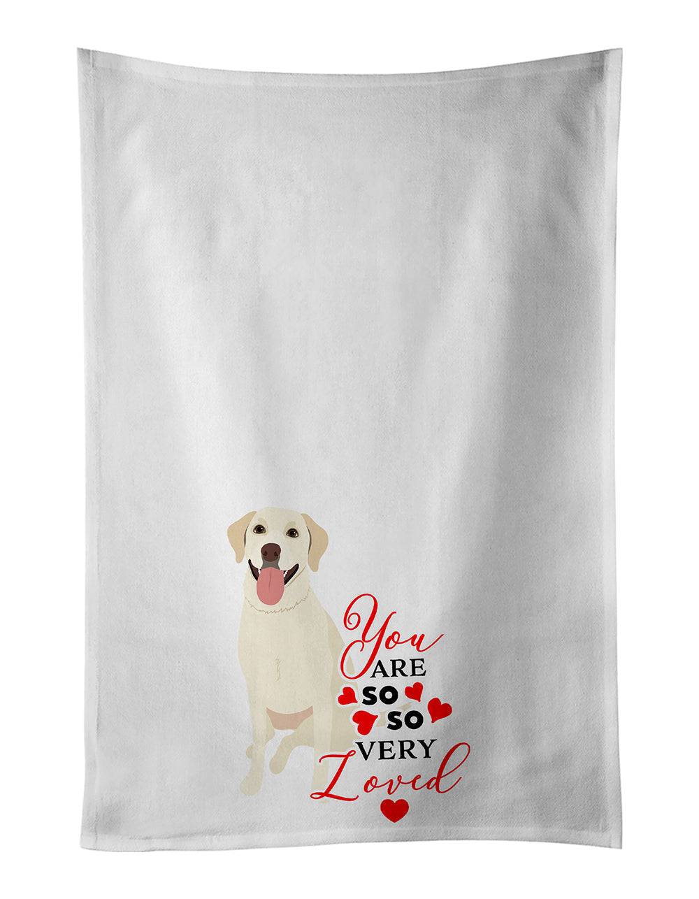 Labrador Retriever Yellow #1 so Loved Kitchen Towel Set of 2 White Dish Towels Decorative Bathroom Hand towel for Hand, Face, Hair, Yoga, Tea, Dishcloth, 19 X 28", White