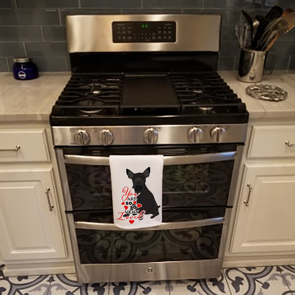 Schnauzer Black #2 so Loved Kitchen Towel Set of 2 White Dish Towels Decorative Bathroom Hand towel for Hand, Face, Hair, Yoga, Tea, Dishcloth, 19 X 28", White