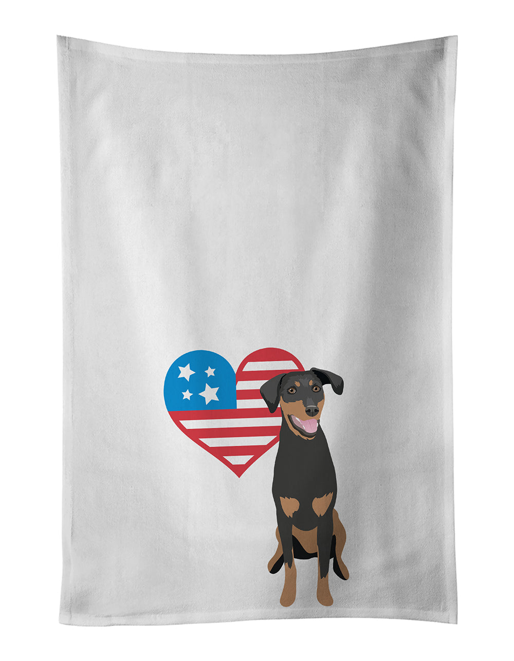 Doberman Pinscher Black and Rust Natural Ears #1 Patriotic Kitchen Towel Set of 2 White Dish Towels Decorative Bathroom Hand towel for Hand, Face, Hair, Yoga, Tea, Dishcloth, 19 X 28", White