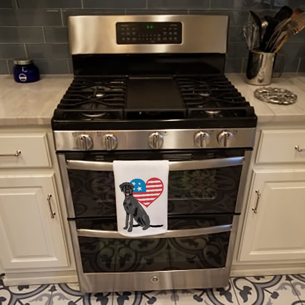 Doodle Black and Tan Patriotic Kitchen Towel Set of 2 White Dish Towels Decorative Bathroom Hand towel for Hand, Face, Hair, Yoga, Tea, Dishcloth, 19 X 28", White