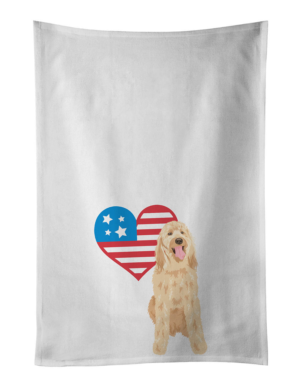 Doodle Fawn #3 Patriotic Kitchen Towel Set of 2 White Dish Towels Decorative Bathroom Hand towel for Hand, Face, Hair, Yoga, Tea, Dishcloth, 19 X 28", White