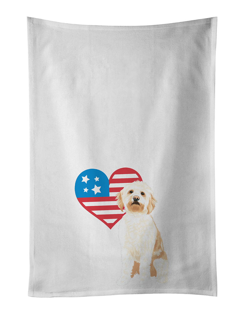 Doodle Red #2 Patriotic Kitchen Towel Set of 2 White Dish Towels Decorative Bathroom Hand towel for Hand, Face, Hair, Yoga, Tea, Dishcloth, 19 X 28", White