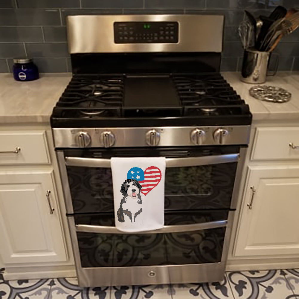 Doodle Silver and White #1 Patriotic Kitchen Towel Set of 2 White Dish Towels Decorative Bathroom Hand towel for Hand, Face, Hair, Yoga, Tea, Dishcloth, 19 X 28", White