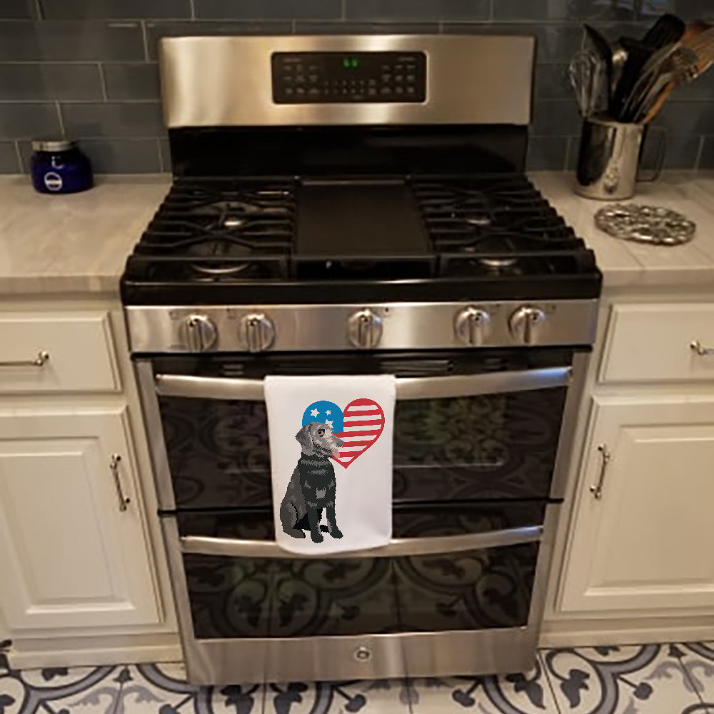 Schnauzer Black and Tan Patriotic Kitchen Towel Set of 2 White Dish Towels Decorative Bathroom Hand towel for Hand, Face, Hair, Yoga, Tea, Dishcloth, 19 X 28", White