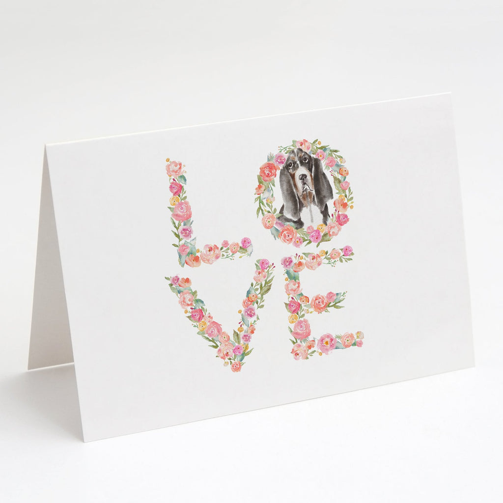 Basset Hound #8 LOVE Greeting Cards Pack of 8 Blank Cards with Envelopes Whimsical A7 Size 5x7