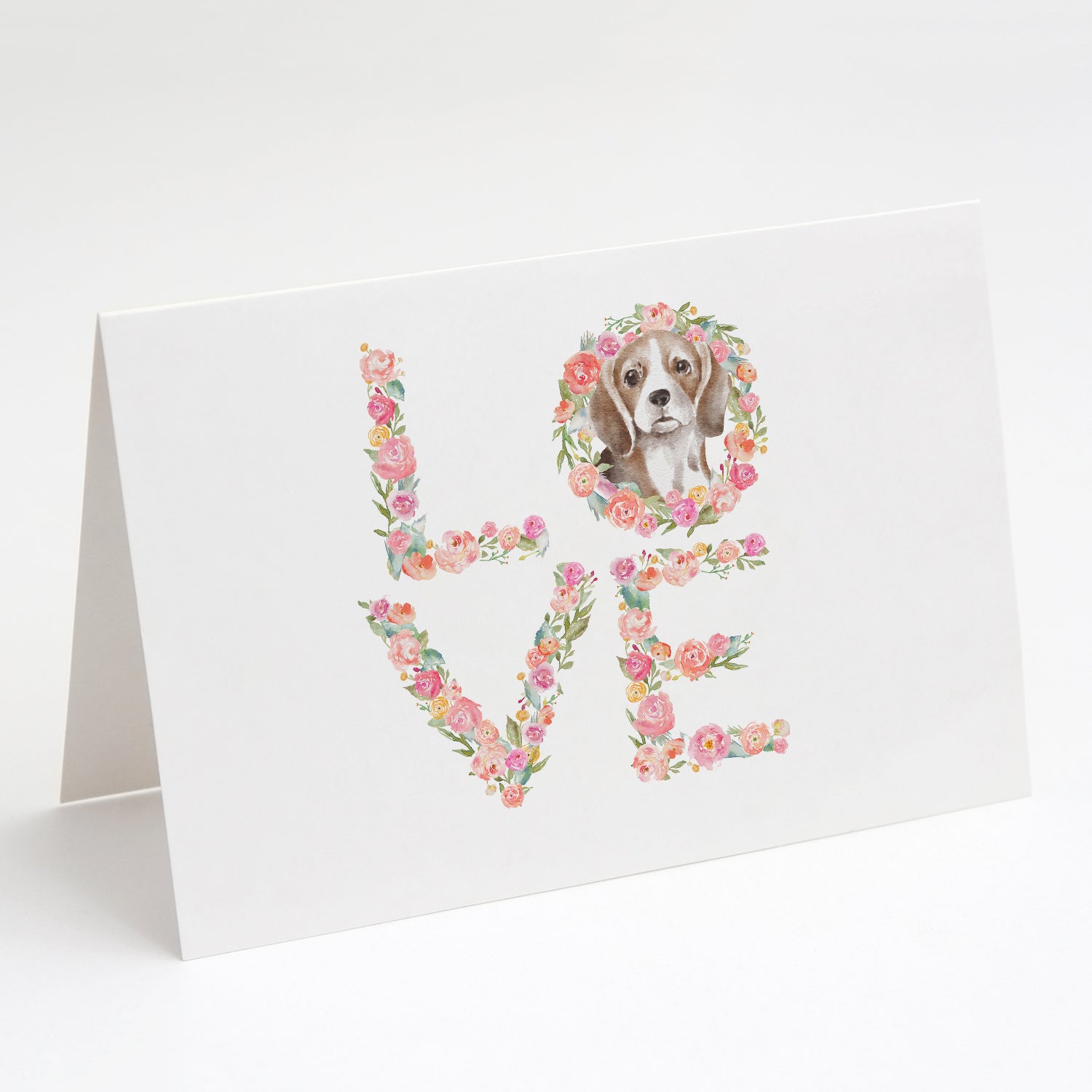 Beagle #3 LOVE Greeting Cards Pack of 8 Blank Cards with Envelopes Whimsical A7 Size 5x7
