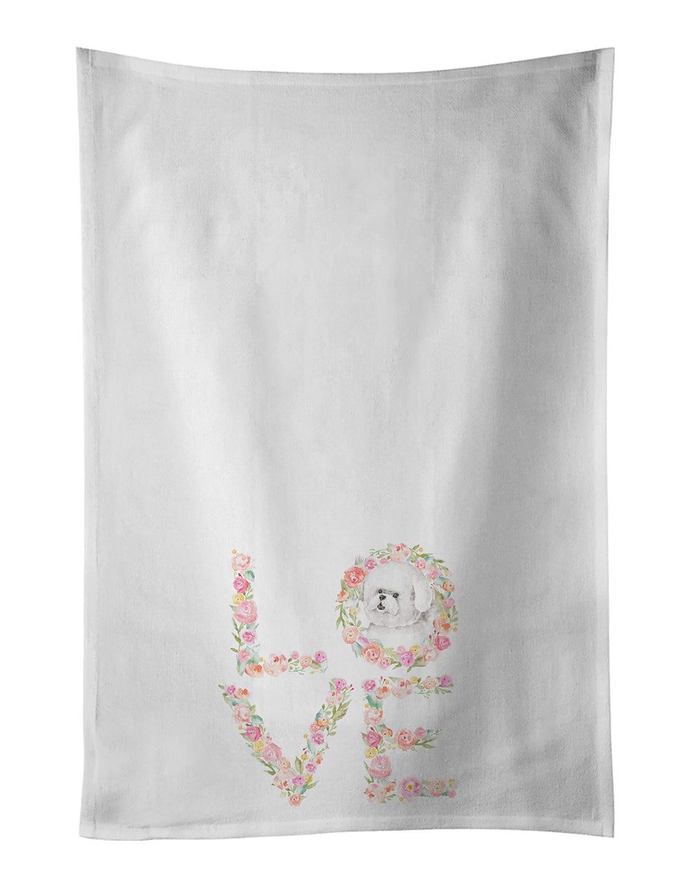Bichon Frise #6 LOVE Kitchen Towel Set of 2 White Dish Towels Decorative Bathroom Hand towel for Hand, Face, Hair, Yoga, Tea, Dishcloth, 19 X 28", White