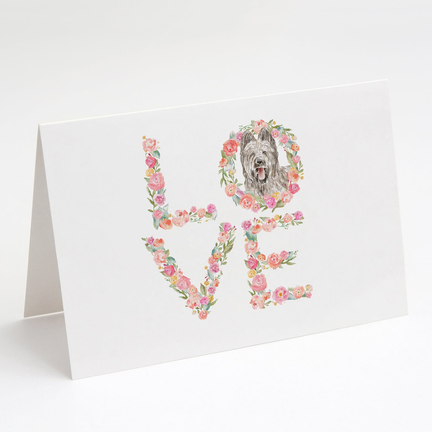 Briard #3 LOVE Greeting Cards Pack of 8 Blank Cards with Envelopes Whimsical A7 Size 5x7
