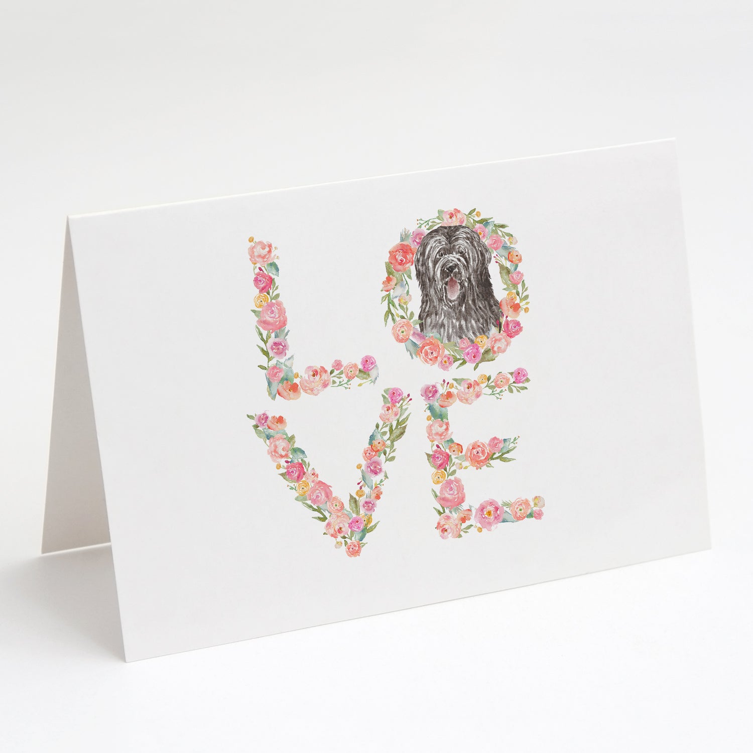Briard #6 LOVE Greeting Cards Pack of 8 Blank Cards with Envelopes Whimsical A7 Size 5x7