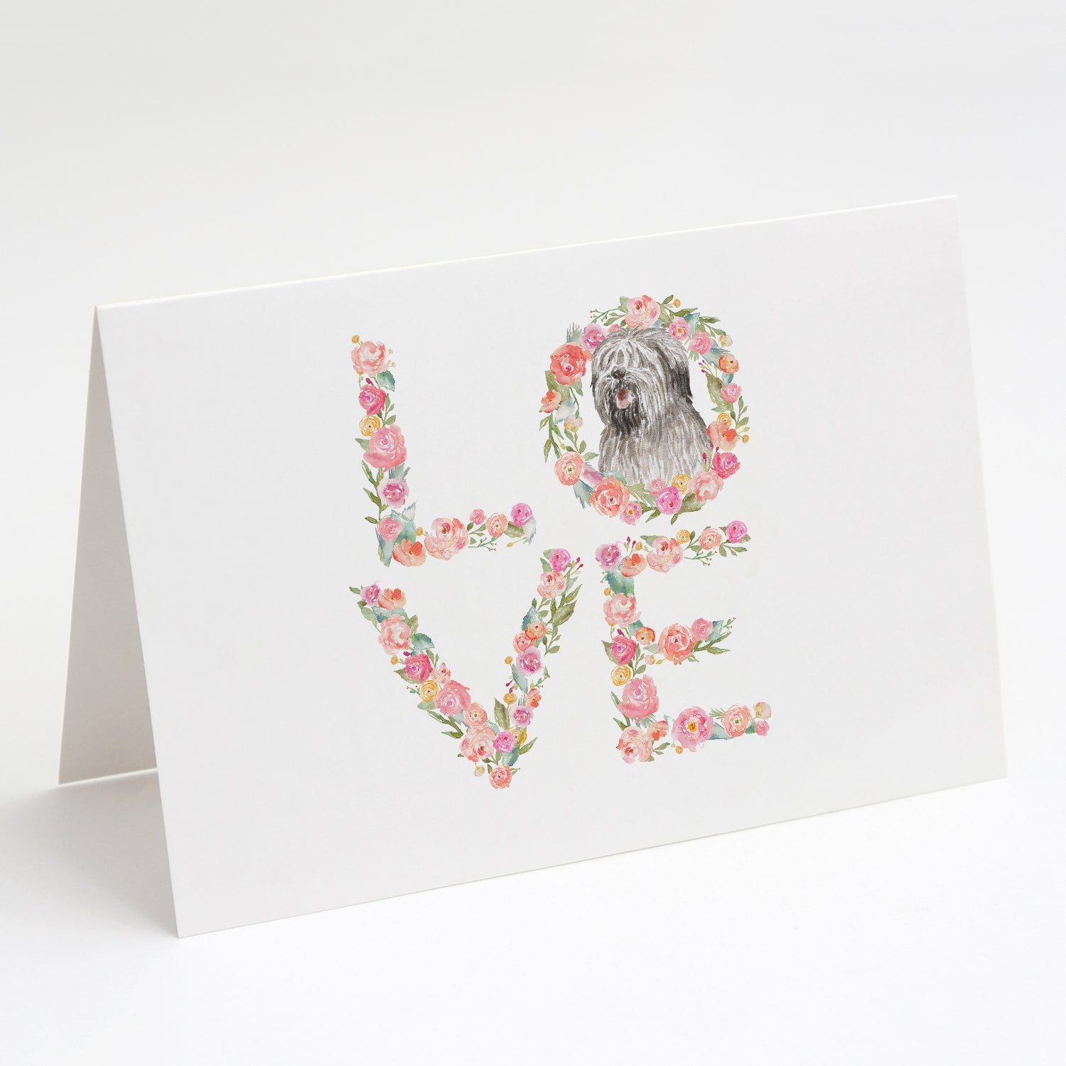 Briard #8 LOVE Greeting Cards Pack of 8 Blank Cards with Envelopes Whimsical A7 Size 5x7