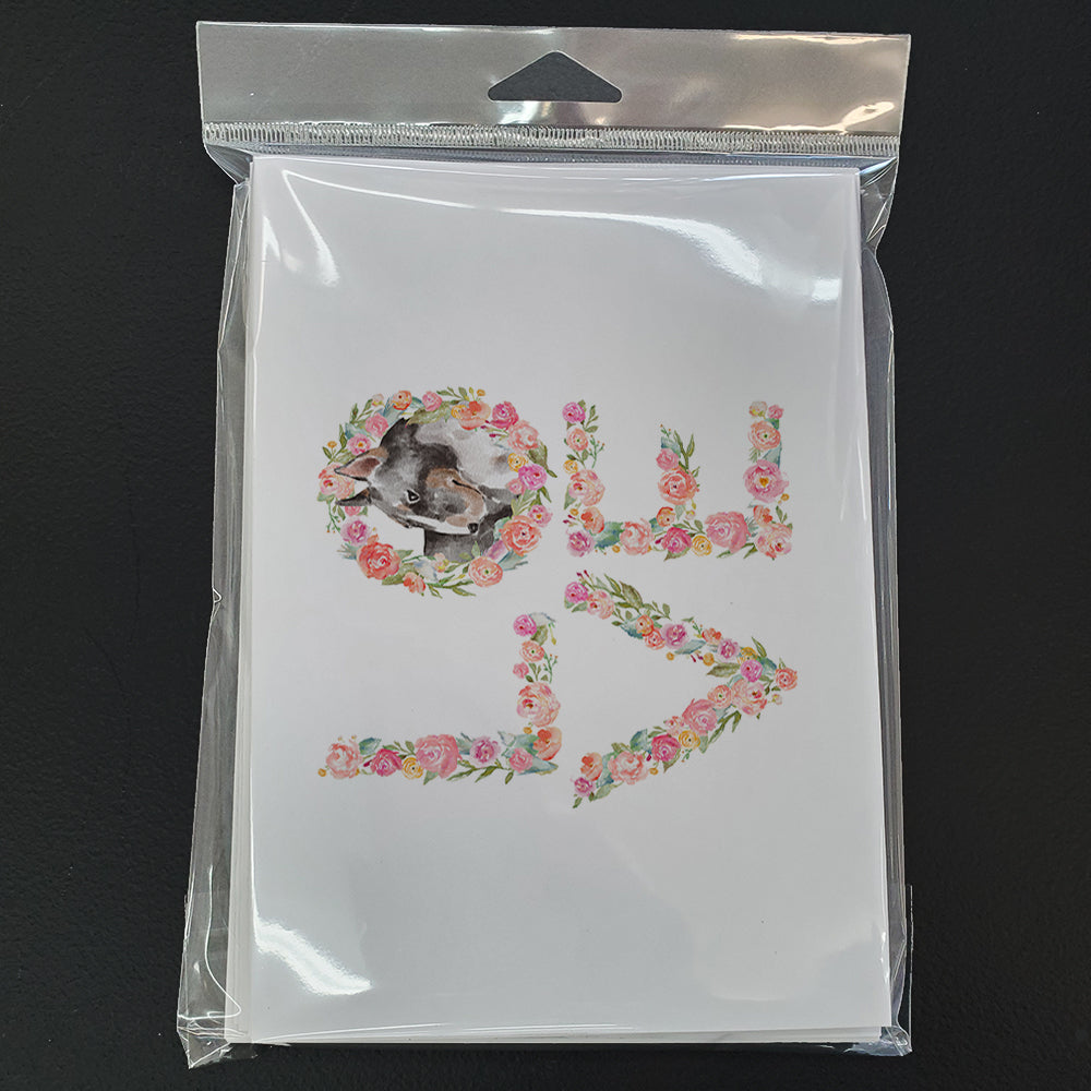 Bull Terrier #5 LOVE Greeting Cards Pack of 8 Blank Cards with Envelopes Whimsical A7 Size 5x7