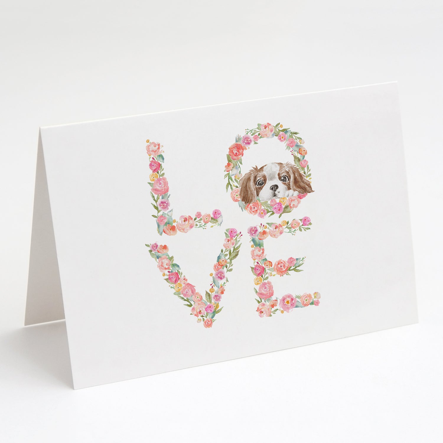 Cavalier Spaniel Blenheim Puppy LOVE Greeting Cards Pack of 8 Blank Cards with Envelopes Whimsical A7 Size 5x7