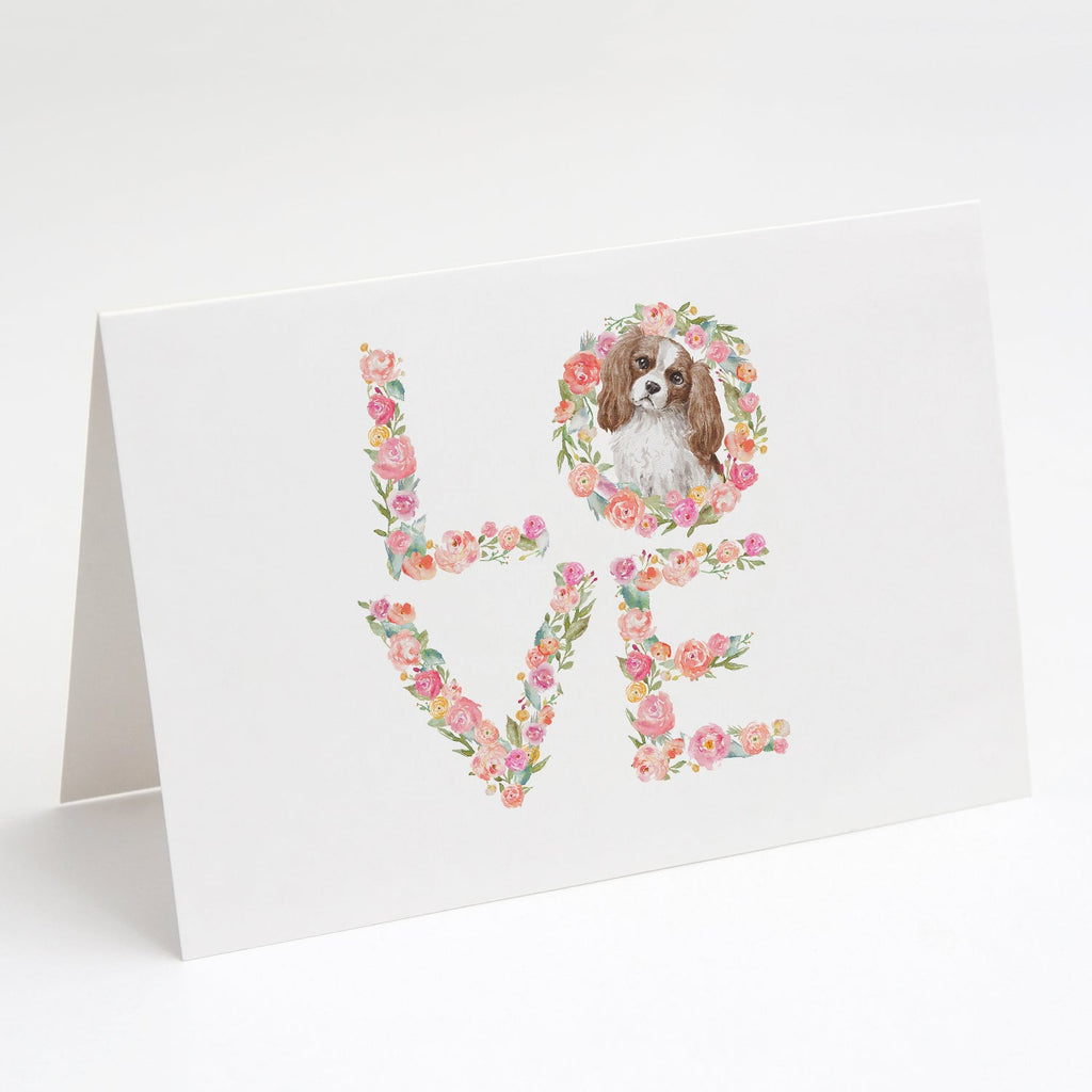 Cavalier Spaniel Blenheim LOVE Greeting Cards Pack of 8 Blank Cards with Envelopes Whimsical A7 Size 5x7