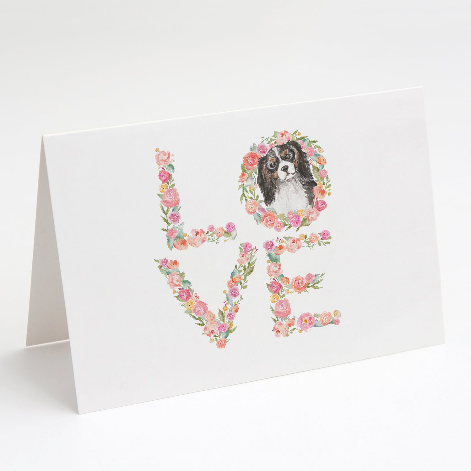 Cavalier Spaniel Tricolor #2 LOVE Greeting Cards Pack of 8 Blank Cards with Envelopes Whimsical A7 Size 5x7