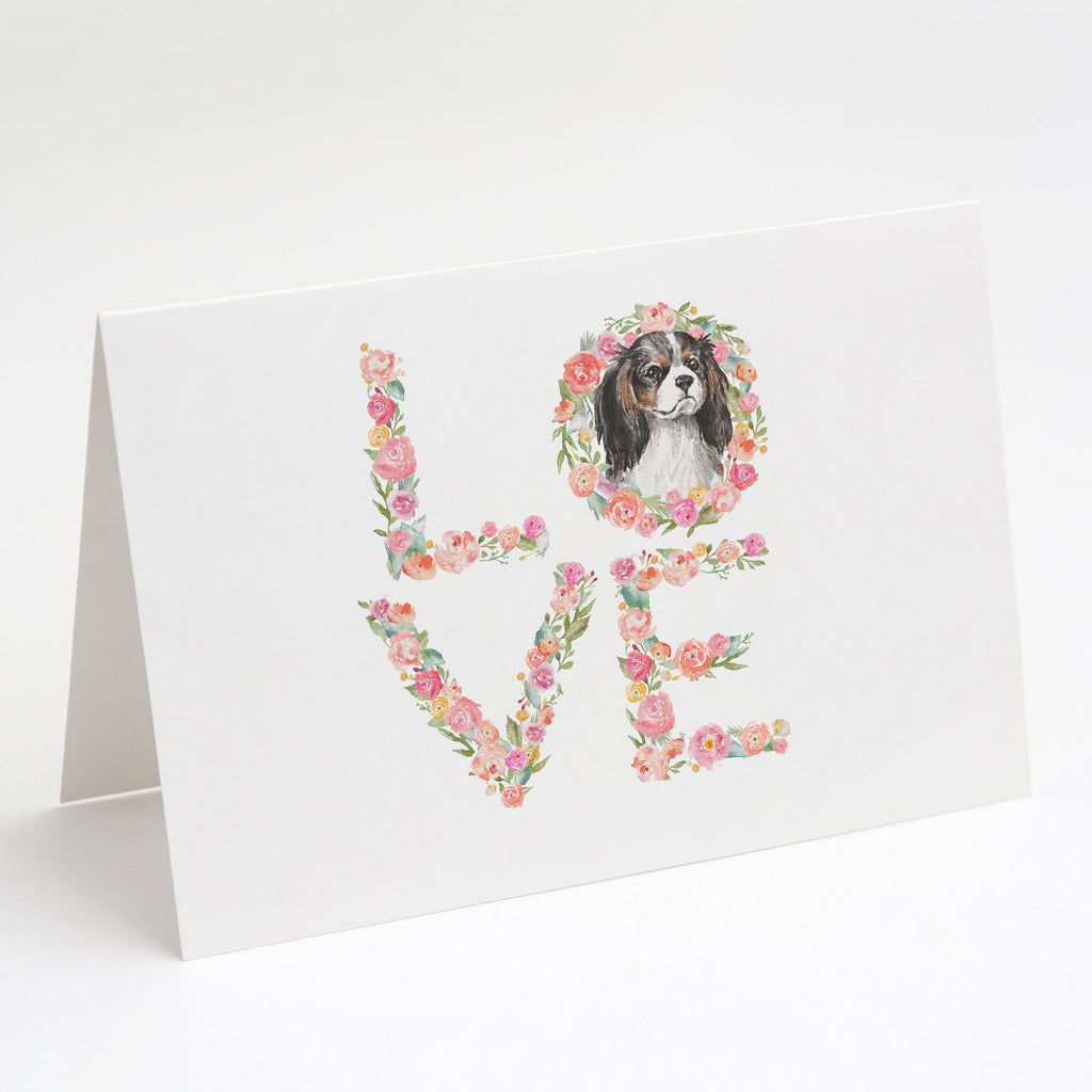 Cavalier Spaniel Tricolor #3 LOVE Greeting Cards Pack of 8 Blank Cards with Envelopes Whimsical A7 Size 5x7