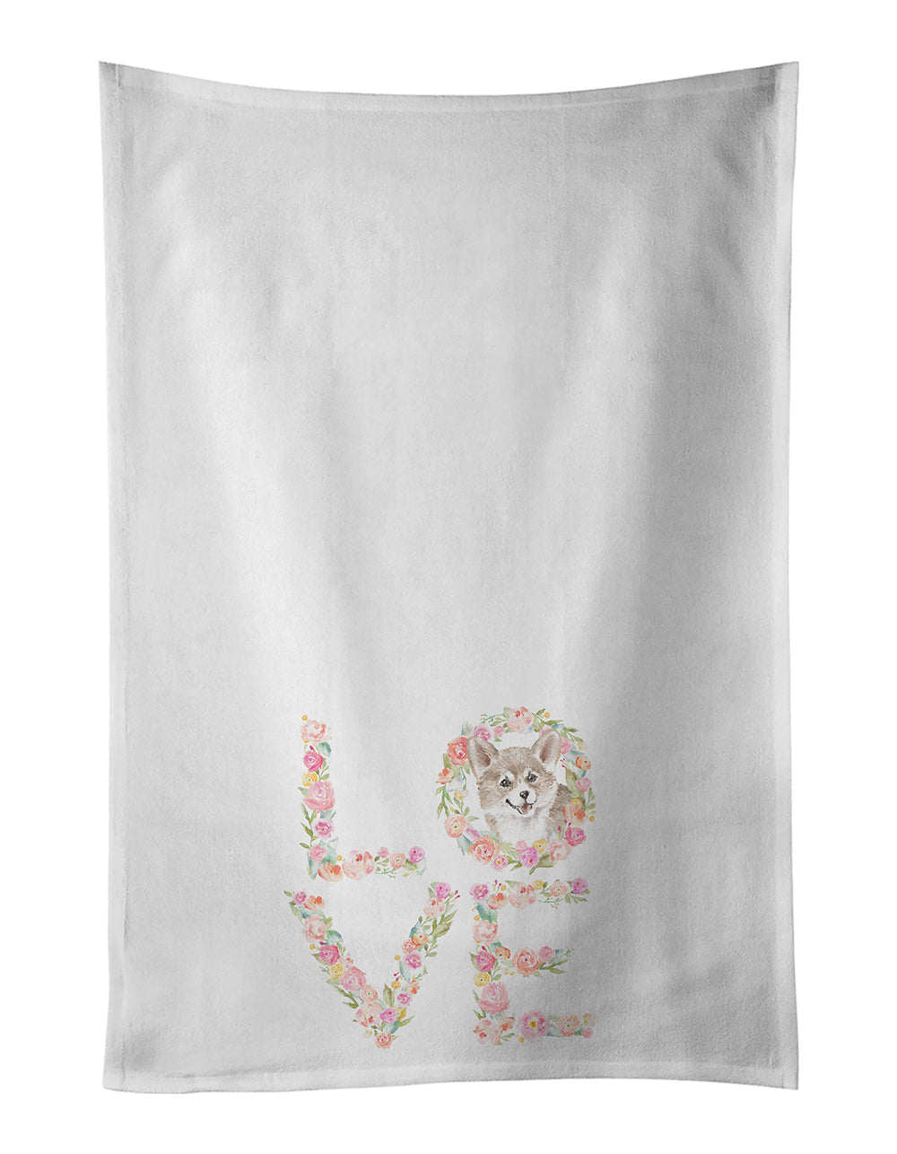 Corgi #4 LOVE Kitchen Towel Set of 2 White Dish Towels Decorative Bathroom Hand towel for Hand, Face, Hair, Yoga, Tea, Dishcloth, 19 X 28", White