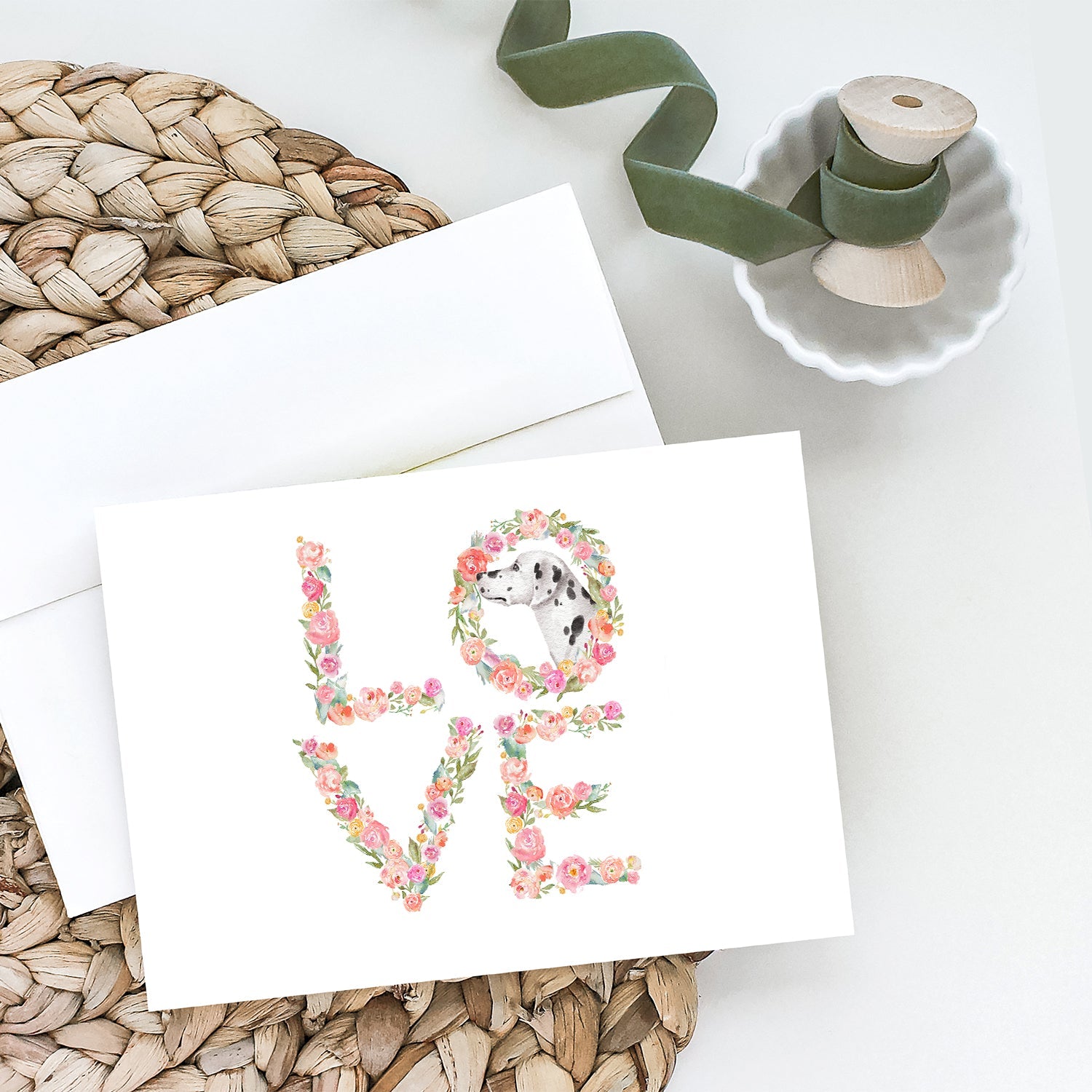 Dalmatian #4 LOVE Greeting Cards Pack of 8 Blank Cards with Envelopes Whimsical A7 Size 5x7