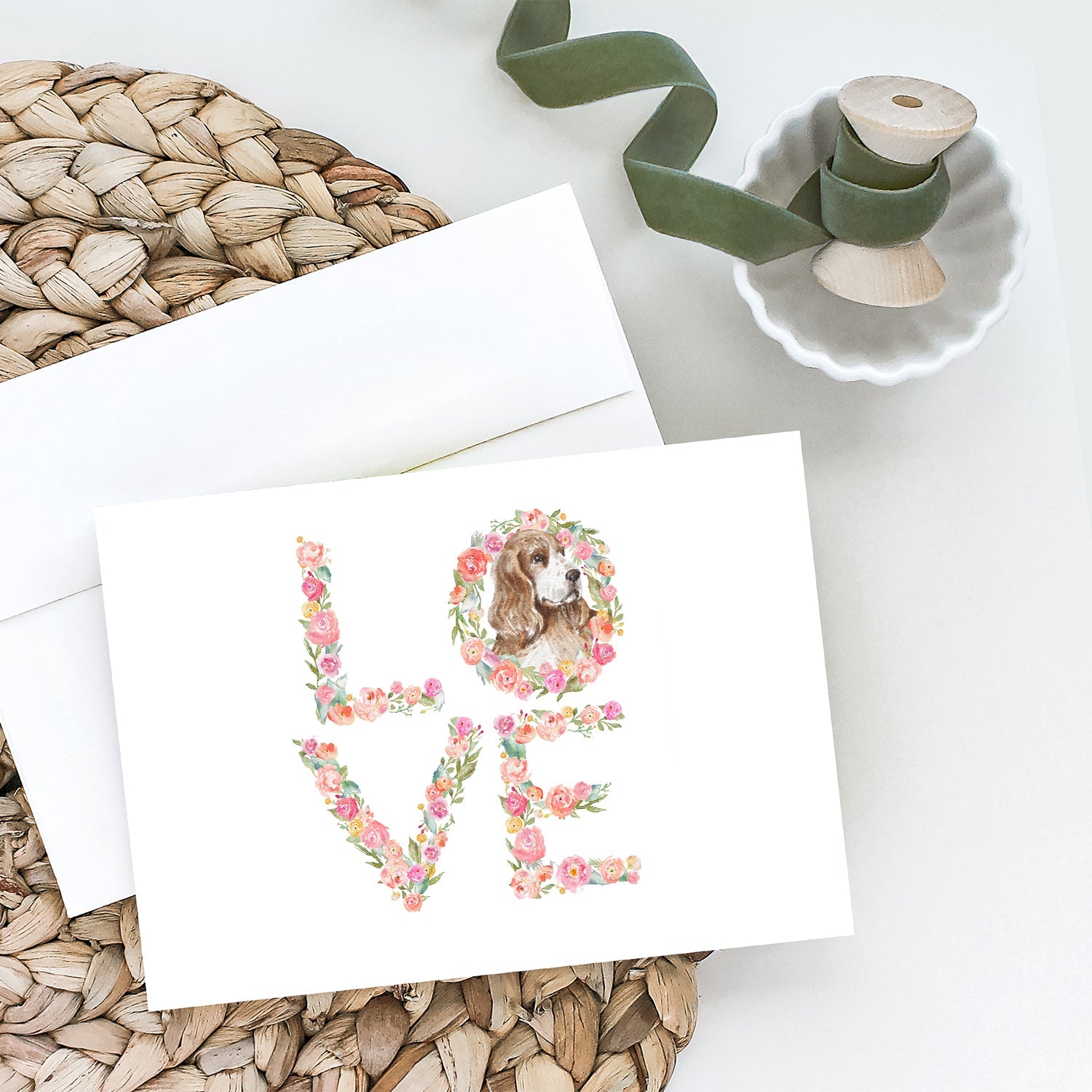 Cocker Spaniel #6 LOVE Greeting Cards Pack of 8 Blank Cards with Envelopes Whimsical A7 Size 5x7