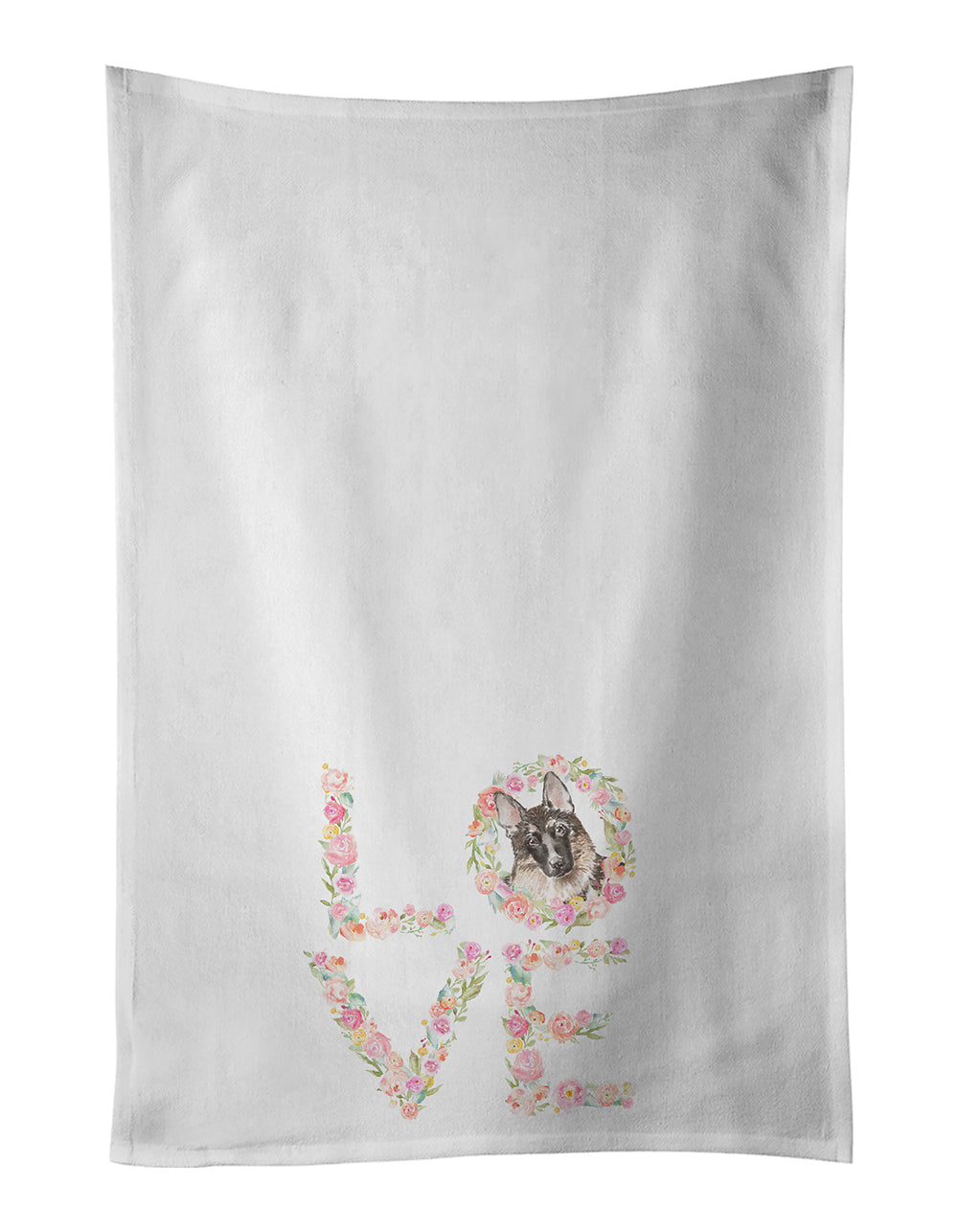 German Shepherd #6 LOVE Kitchen Towel Set of 2 White Dish Towels Decorative Bathroom Hand towel for Hand, Face, Hair, Yoga, Tea, Dishcloth, 19 X 28", White