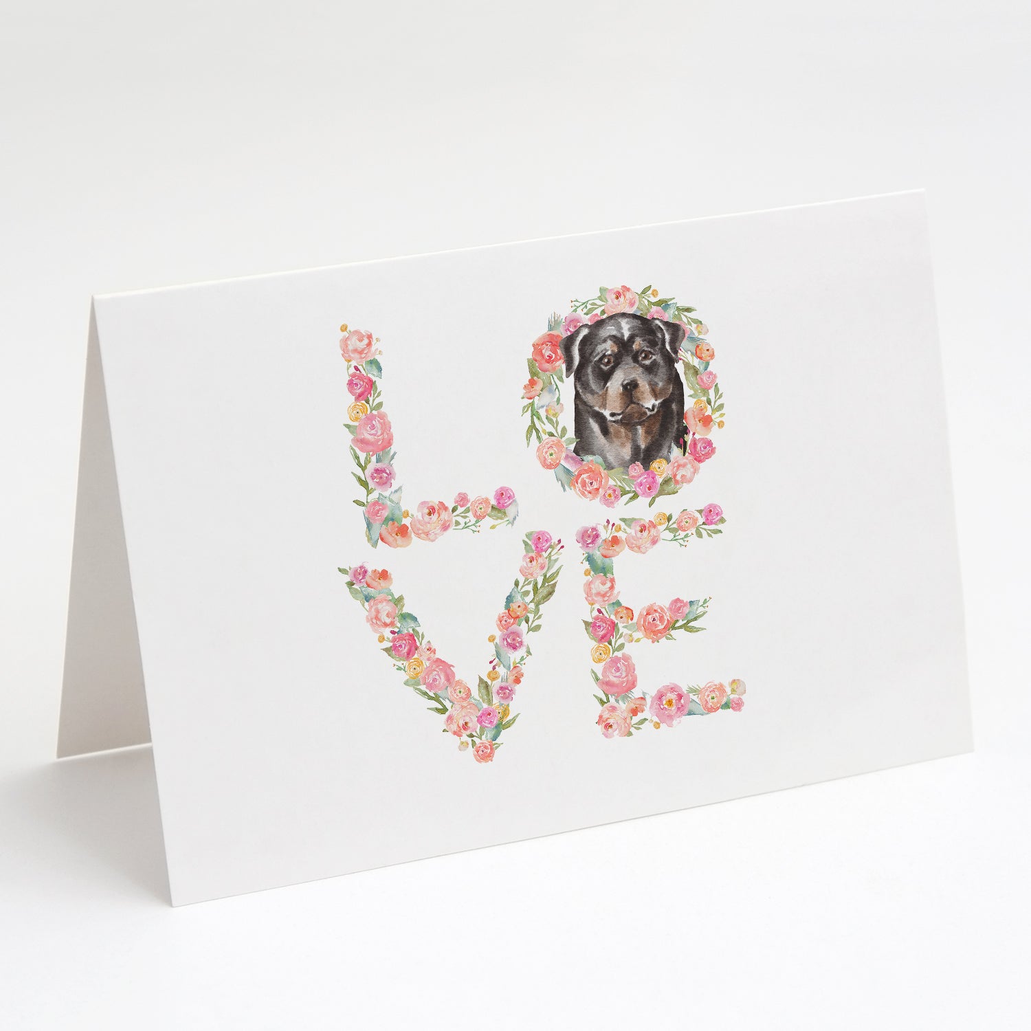Rottweiler #4 LOVE Greeting Cards Pack of 8 Blank Cards with Envelopes Whimsical A7 Size 5x7