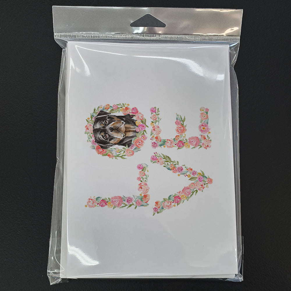 Rottweiler #5 LOVE Greeting Cards Pack of 8 Blank Cards with Envelopes Whimsical A7 Size 5x7