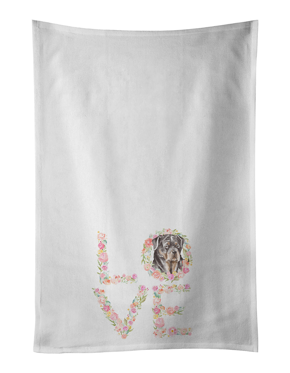 Rottweiler #6 LOVE Kitchen Towel Set of 2 White Dish Towels Decorative Bathroom Hand towel for Hand, Face, Hair, Yoga, Tea, Dishcloth, 19 X 28", White
