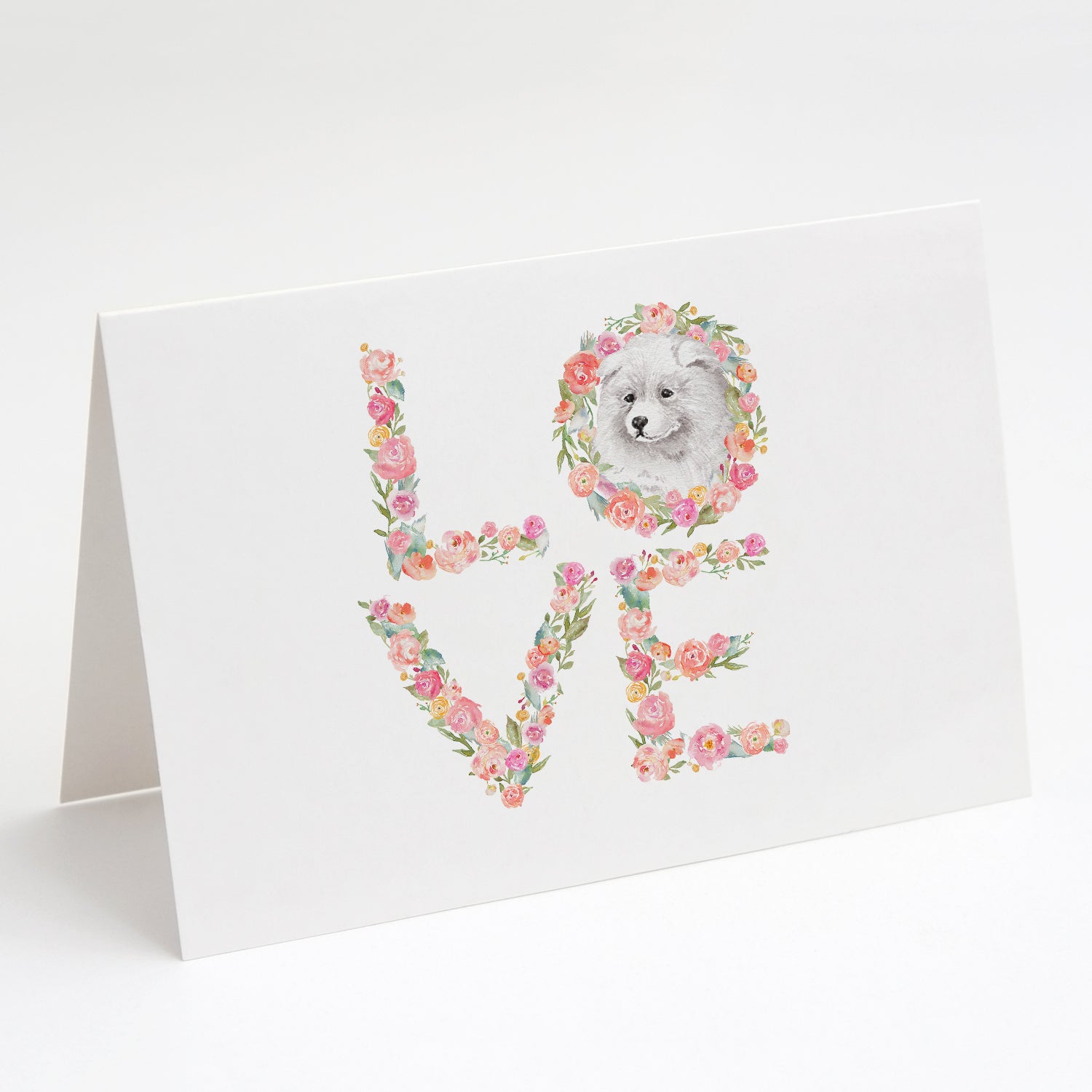 Samoyed #3 LOVE Greeting Cards Pack of 8 Blank Cards with Envelopes Whimsical A7 Size 5x7
