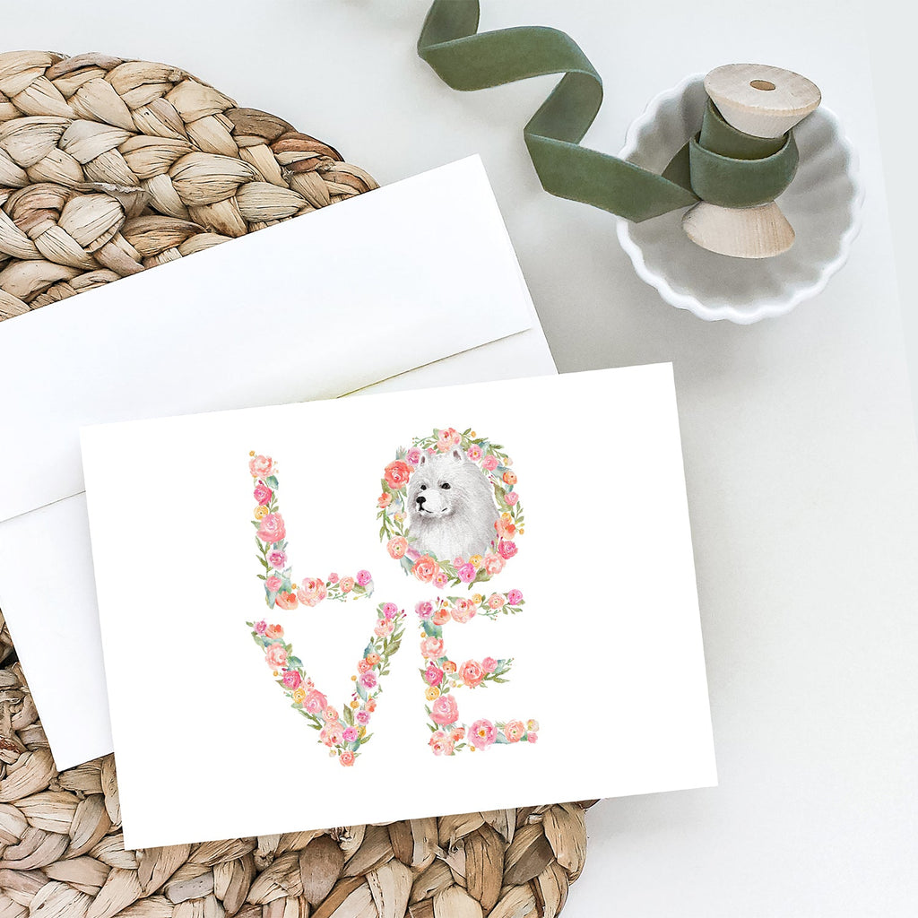 Samoyed #4 LOVE Greeting Cards Pack of 8 Blank Cards with Envelopes Whimsical A7 Size 5x7
