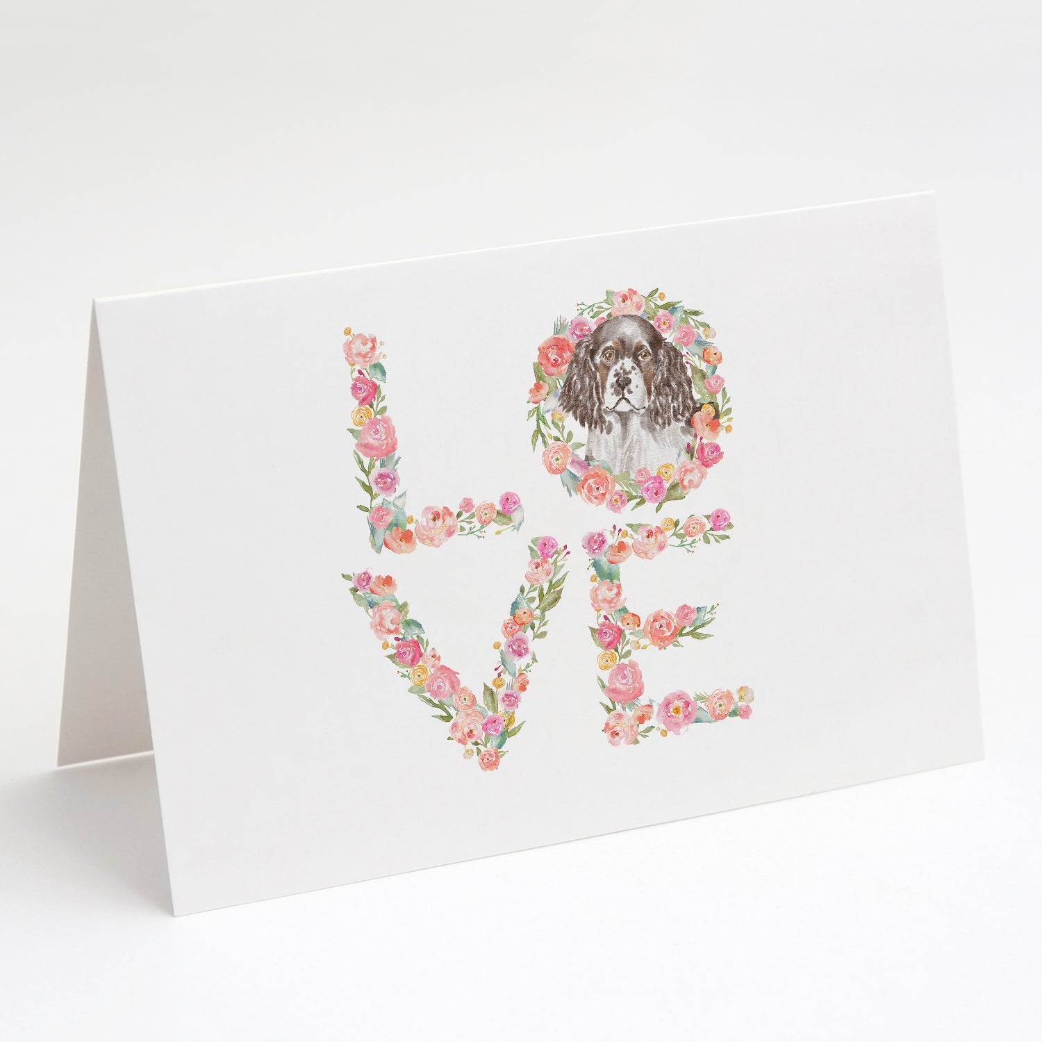 English Springer Spaniel #6 LOVE Greeting Cards Pack of 8 Blank Cards with Envelopes Whimsical A7 Size 5x7