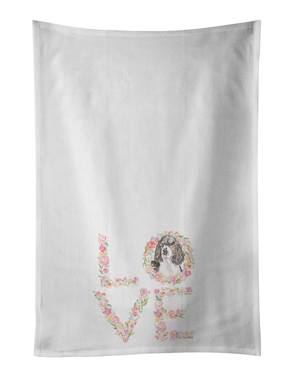English Springer Spaniel #8 LOVE Kitchen Towel Set of 2 White Dish Towels Decorative Bathroom Hand towel for Hand, Face, Hair, Yoga, Tea, Dishcloth, 19 X 28", White