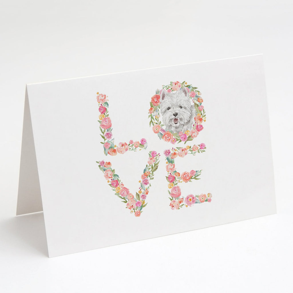 Westie #1 LOVE Greeting Cards Pack of 8 Blank Cards with Envelopes Whimsical A7 Size 5x7