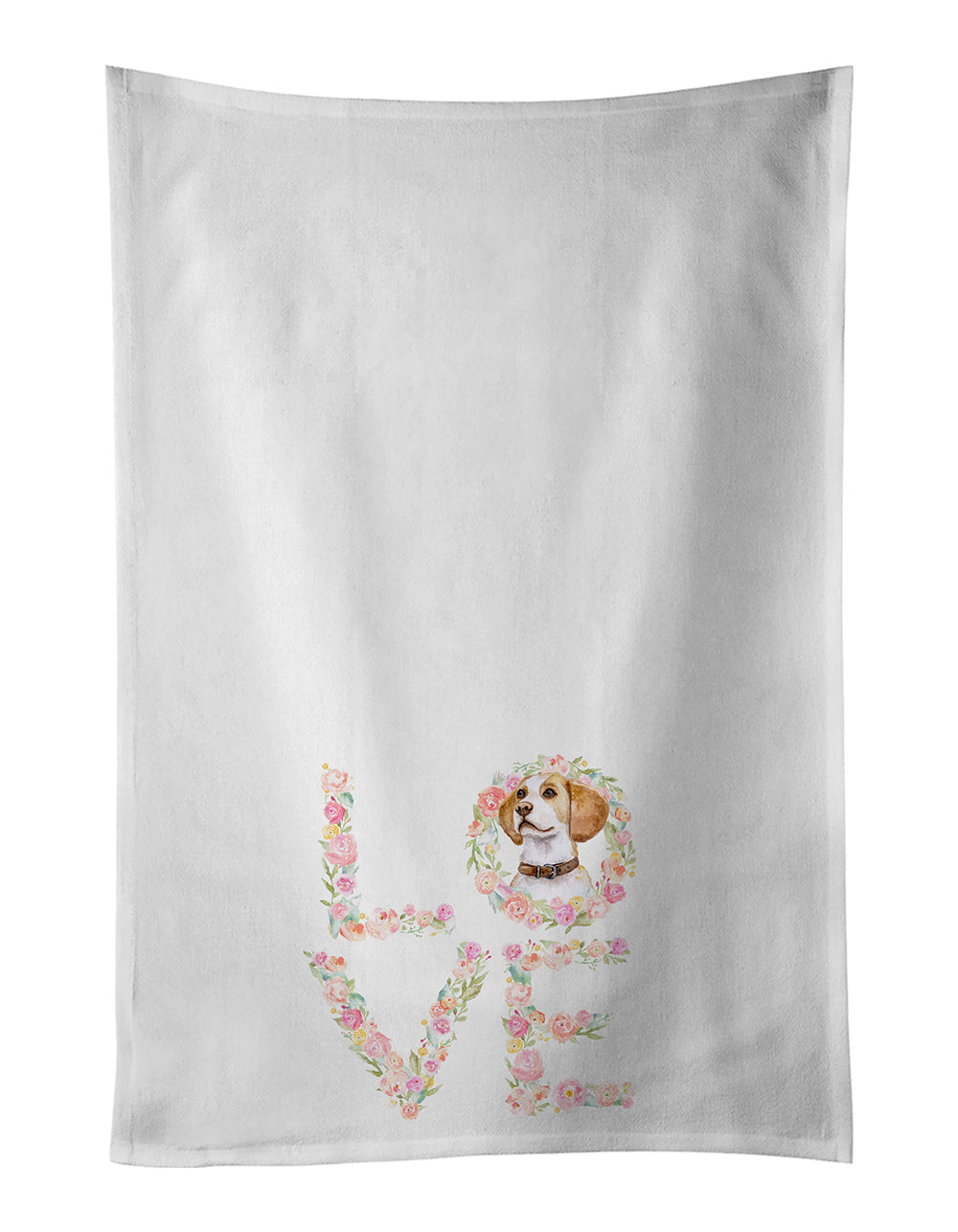 Beagle #3 Love Kitchen Towel Set of 2 White Dish Towels Decorative Bathroom Hand towel for Hand, Face, Hair, Yoga, Tea, Dishcloth, 19 X 28", White