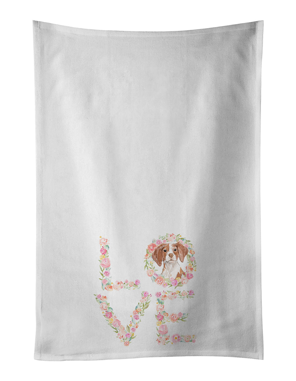 Brittany Love Kitchen Towel Set of 2 White Dish Towels Decorative Bathroom Hand towel for Hand, Face, Hair, Yoga, Tea, Dishcloth, 19 X 28", White