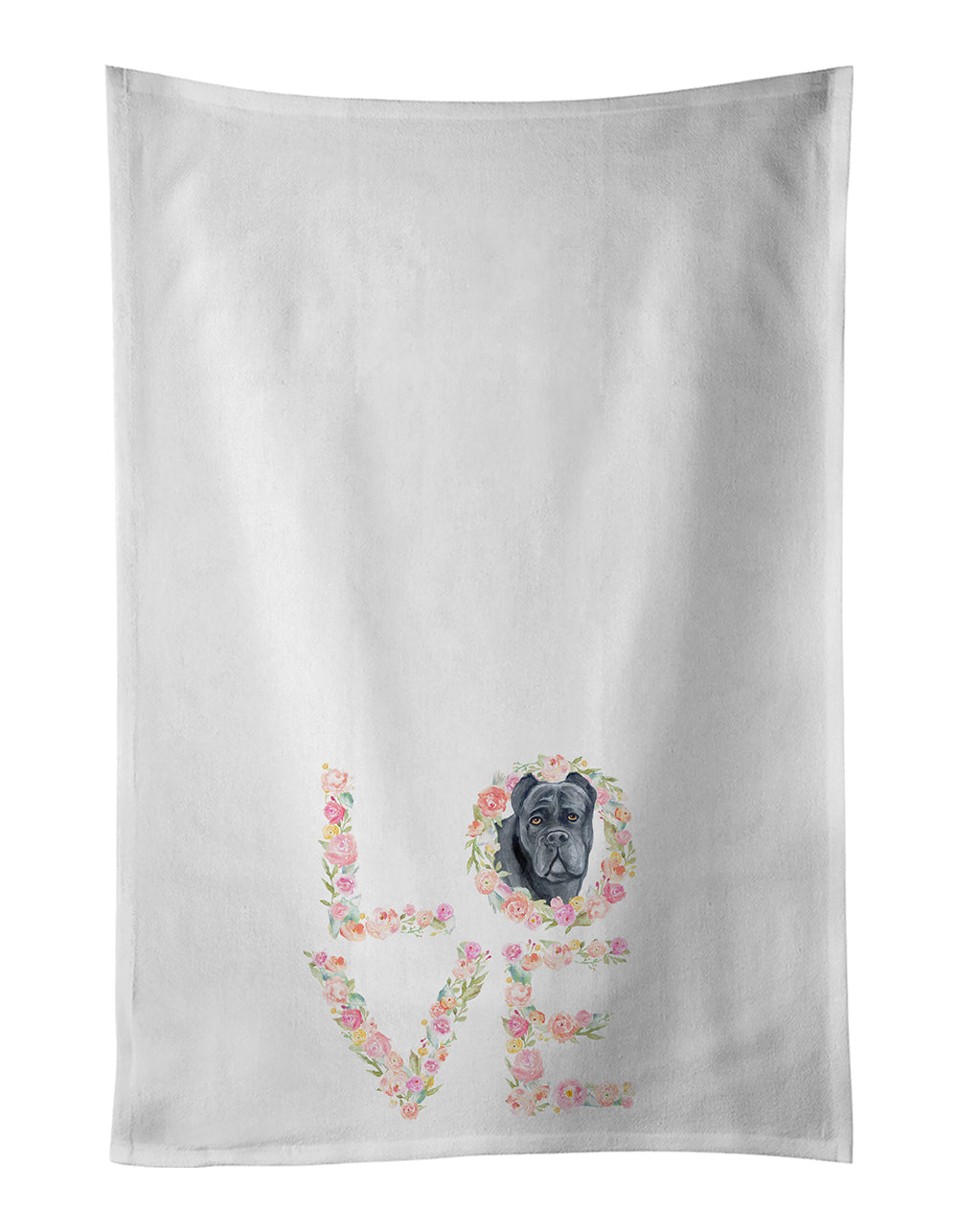 Cane Corso Love Kitchen Towel Set of 2 White Dish Towels Decorative Bathroom Hand towel for Hand, Face, Hair, Yoga, Tea, Dishcloth, 19 X 28", White