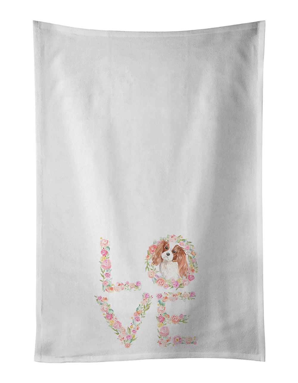 Blenhiem Cavalier Spaniel Love Kitchen Towel Set of 2 White Dish Towels Decorative Bathroom Hand towel for Hand, Face, Hair, Yoga, Tea, Dishcloth, 19 X 28", White