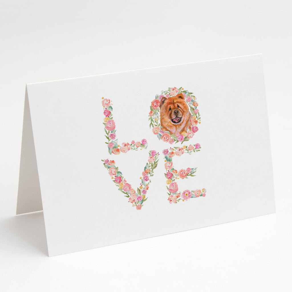 Chow Chow Love Greeting Cards Pack of 8 Blank Cards with Envelopes Whimsical A7 Size 5x7